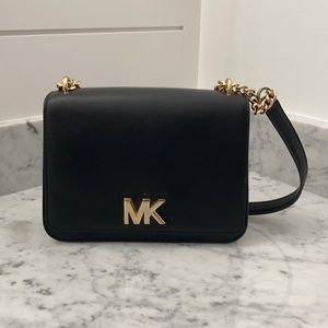 Micheal Kors Black Over the Shoulder Bag With Gold Hardware